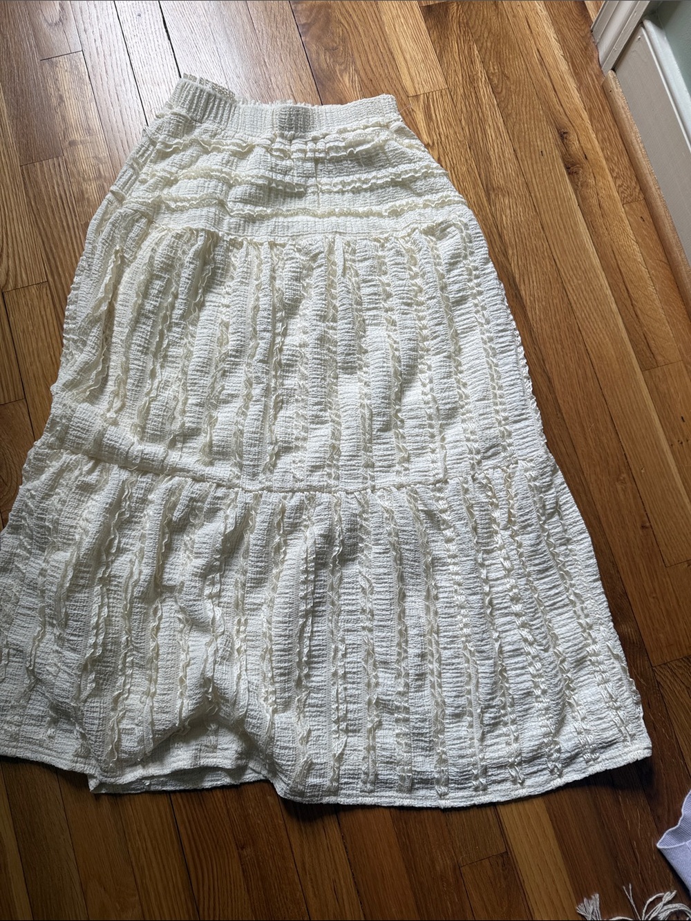 Good Luck Gem Cream Textured Tiered Maxi Skirt